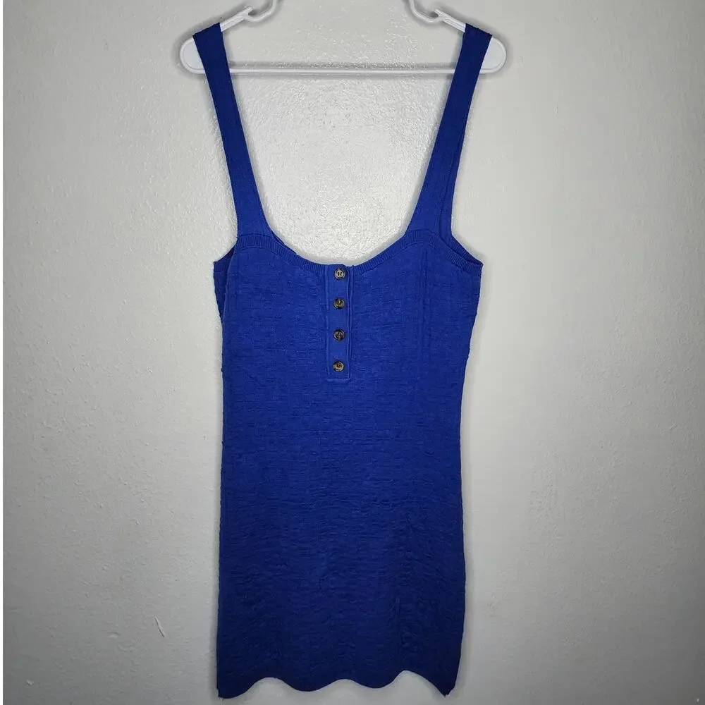 Free People Short & Sweet Mini Dress in Mazarine Pullover Sweater Knit Revolve